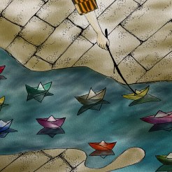 Eleven Paper Boats - Ink and Color